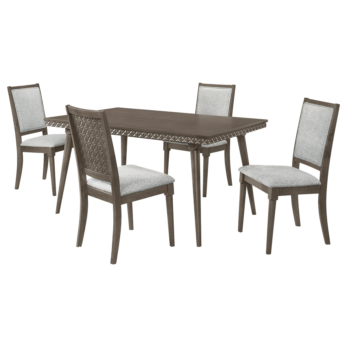 Onslow 59" Mid-Century Dining Table & 5-Piece Set - Dark Brown with Grey Upholstered Geometric-Back Chairs – view 13