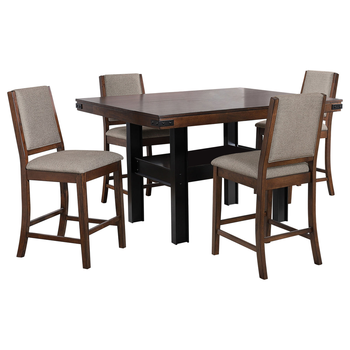 Patterson Counter Height Dining Table & Sets - Industrial Mango Oak & Black with Beige Upholstered Chairs – view 14