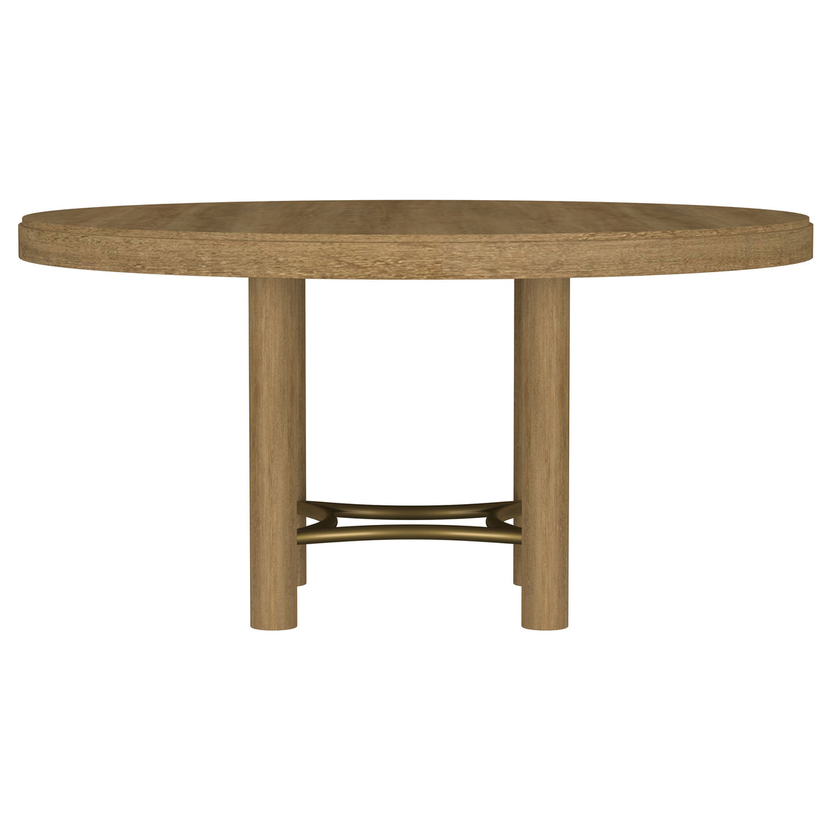 Arini Round or Extension Dining Table & Sets - Sand Wash Ash with Rattan Cane Chairs & Aged Brass Accents
