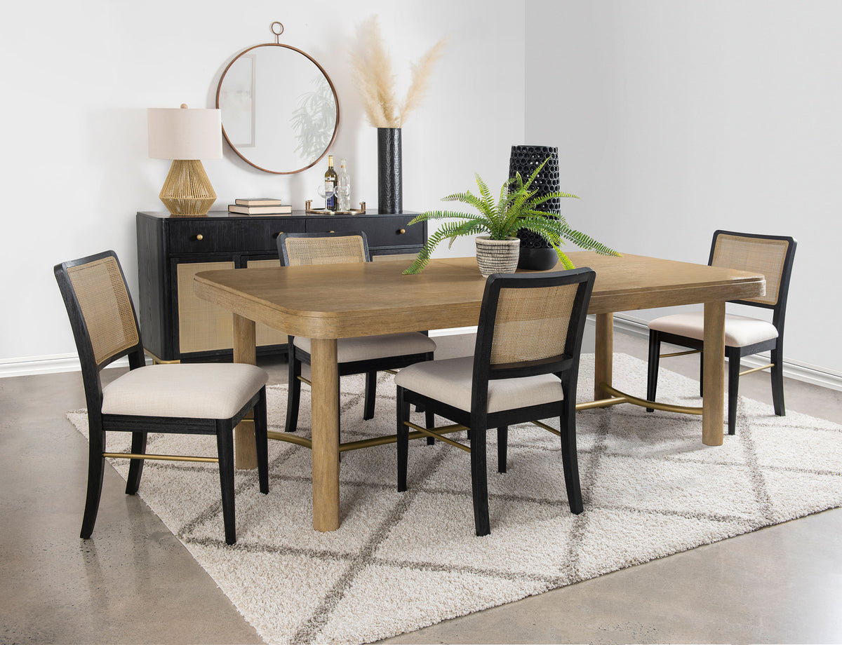 Arini Round or Extension Dining Table & Sets - 5pcs- Extension Table + 4 Black Chairs