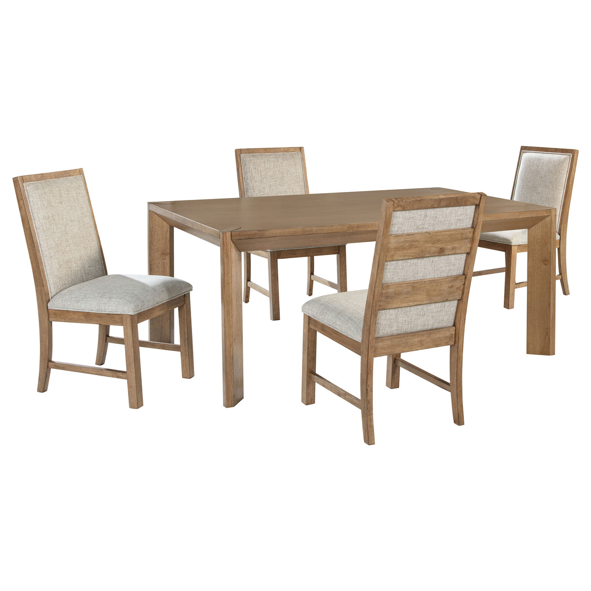 Bruner 72" Rectangular Dining Table & Sets - Natural Brown Ash with Oatmeal Upholstered Ladder-Back Chairs – view 14