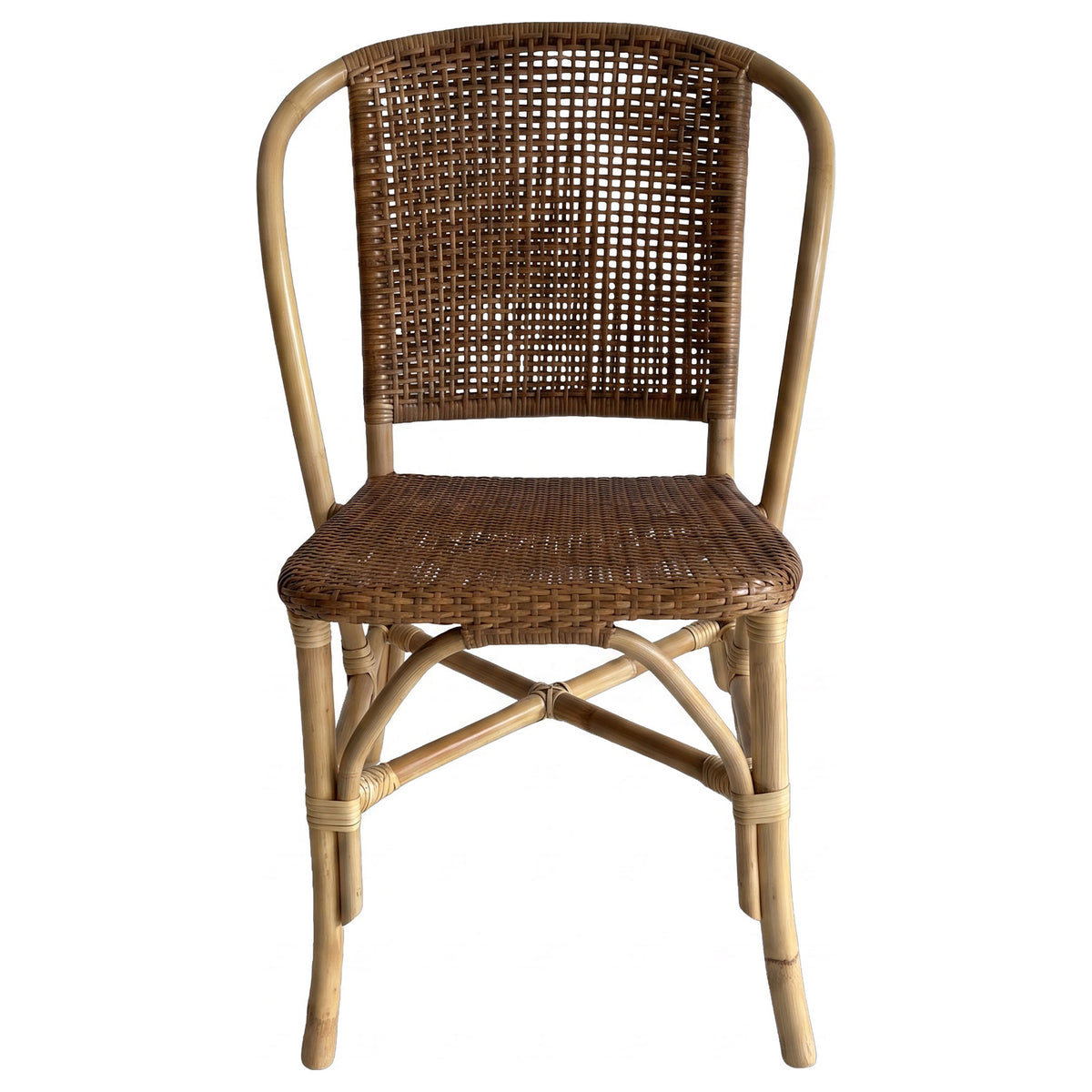 Lexley Woven Rattan Dining Side Chairs (Set of 2) - Curved Coastal Frame in Natural Brown – view 4