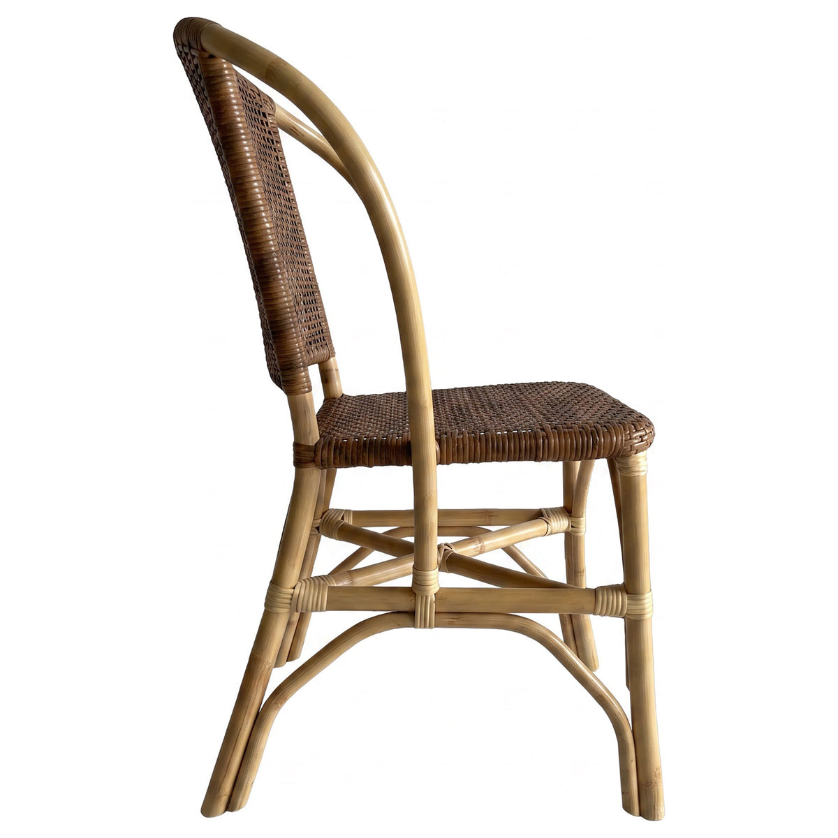 Lexley Woven Rattan Dining Side Chairs (Set of 2) - Curved Coastal Frame in Natural Brown – view 8