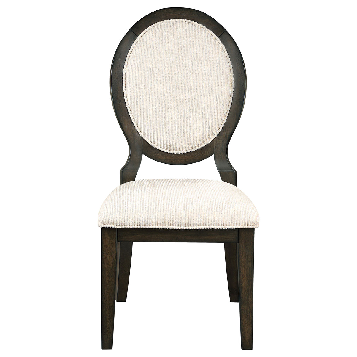 Twyla 60" Round Pedestal Dining Table & Sets - Traditional Dark Cocoa with Cream Oval-Back Chairs – view 15