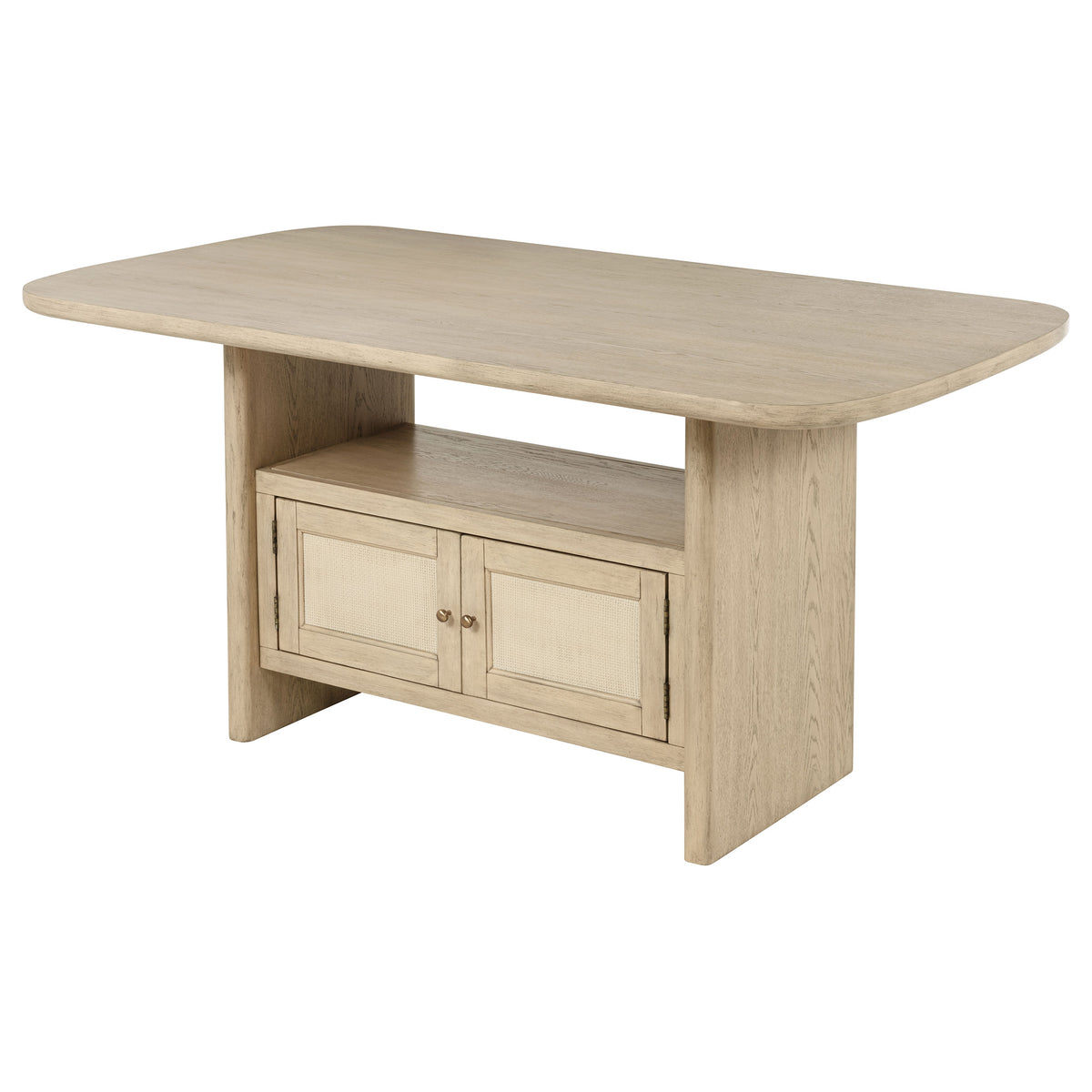 Kailani Counter Height Storage Dining Table & Sets - Coastal Beige Oak with Woven-Look Counter Chairs – view 9