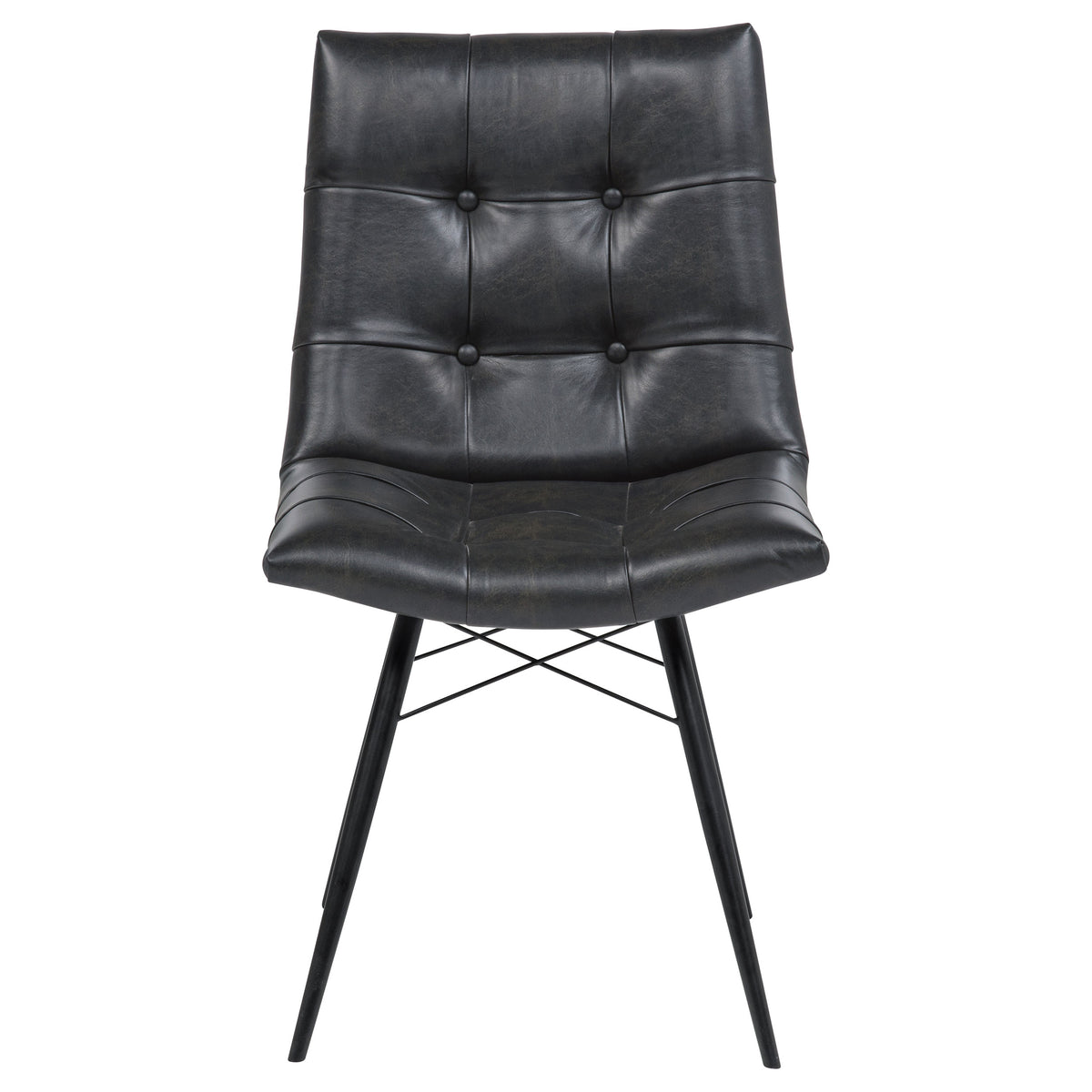 Aiken Button-Tufted Dining Side Chairs, Set of 4 - Gunmetal Metal Legs in Saddle, Charcoal, Forest or Stone β view 19