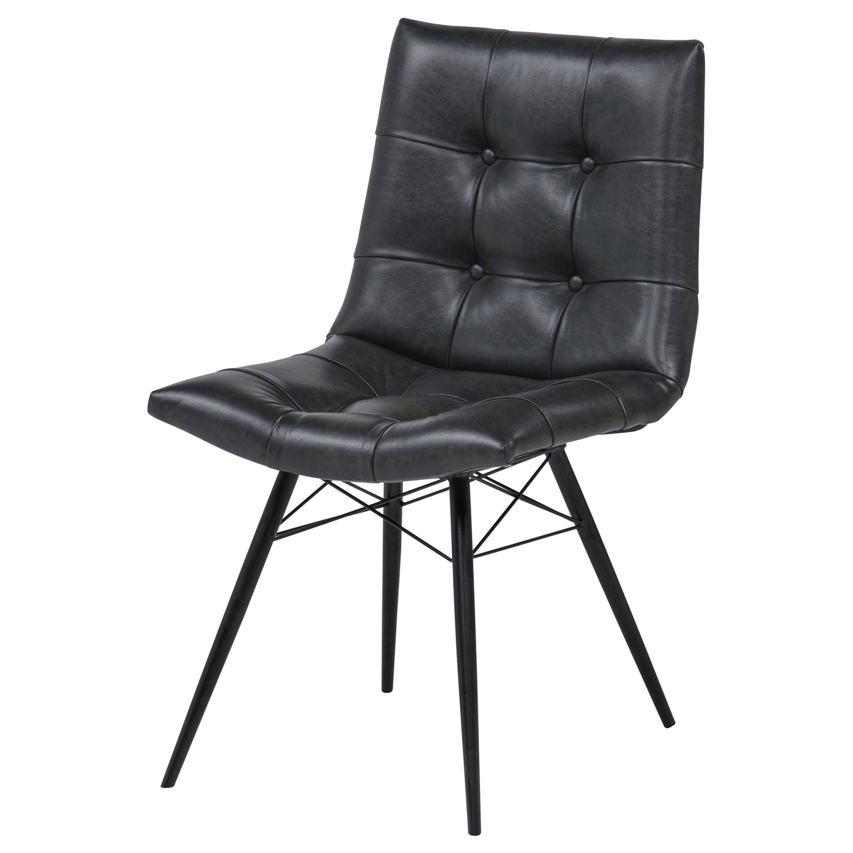 Aiken Button-Tufted Dining Side Chairs, Set of 4 - Gunmetal Metal Legs in Saddle, Charcoal, Forest or Stone β view 20