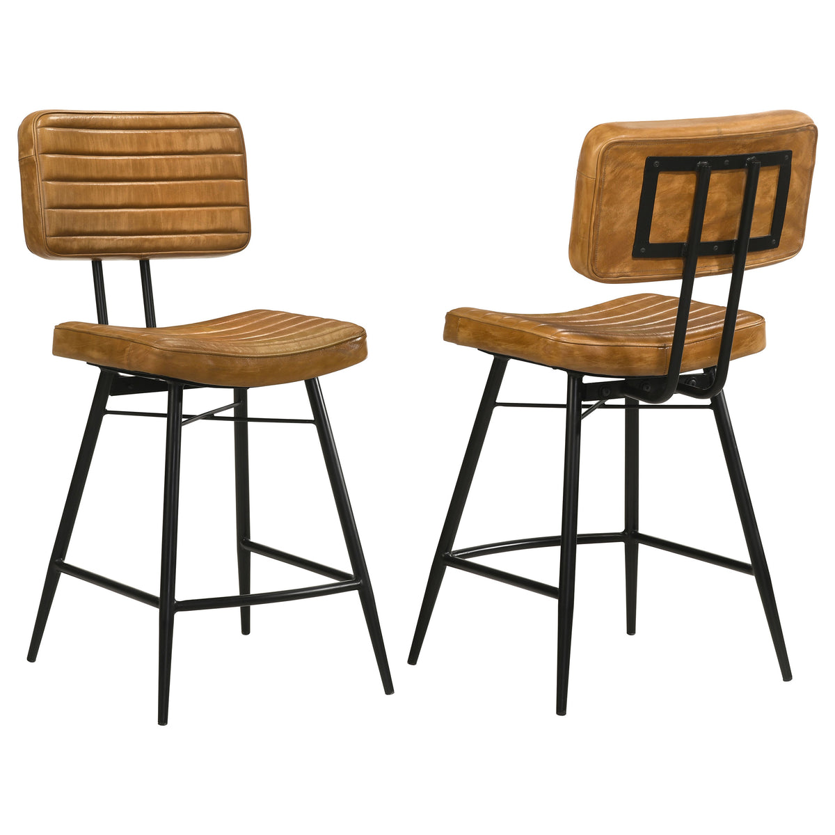 Partridge Genuine Leather Counter Chairs (Set of 2) - Set of 2 - Antique Camel