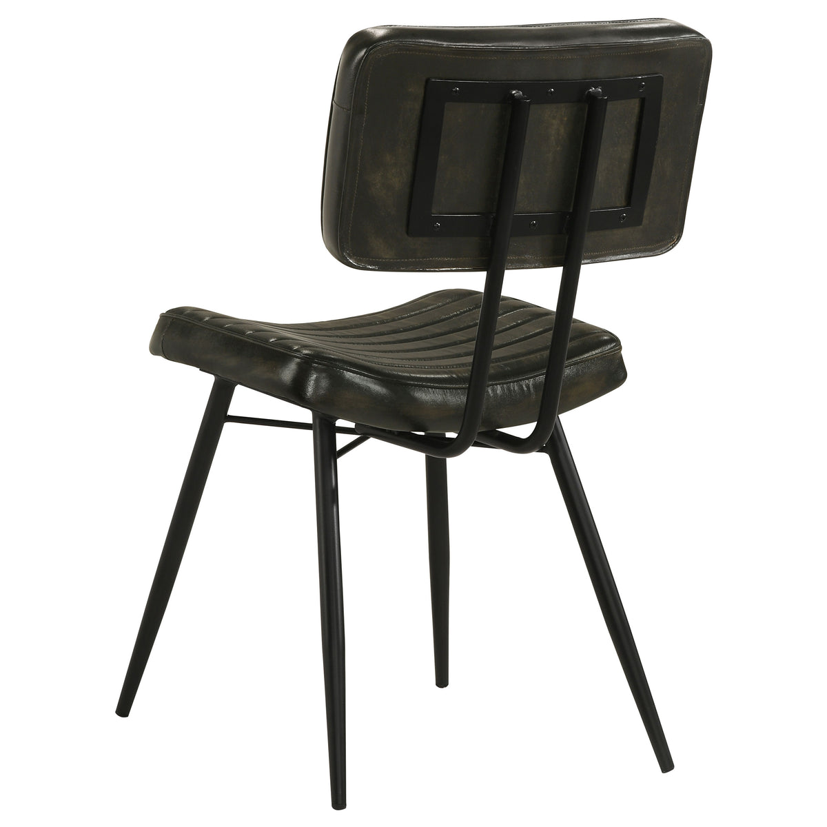 Misty Genuine Leather Dining Side Chairs (Set of 2) - Vertical Tufting & Black Metal Legs in Camel or Espresso โ view 19