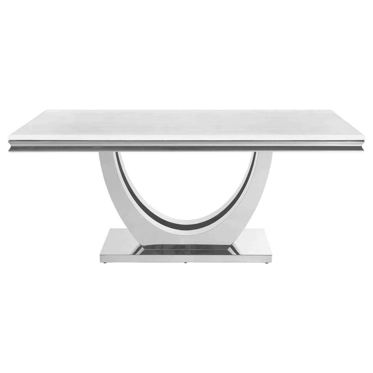 Kerwin 71" Stone Top Dining Table & Sets - White Sintered Stone on Chrome Pedestal with Grey Velvet Chairs – view 6