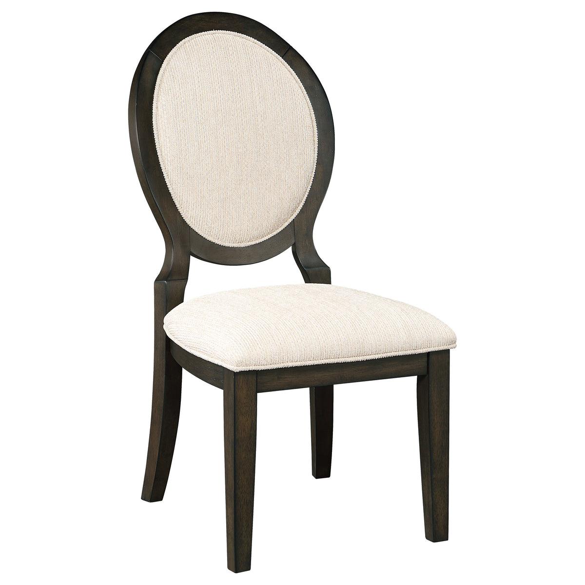 Twyla Oval Back Dining Side Chairs, Set of 2 - Cream Upholstery on Dark Cocoa Wood – view 3