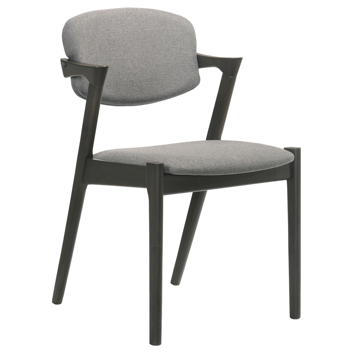 Stevie Mid-Century Z-Frame Padded Dining Arm Chairs (Set of 2) - Black Stain Hardwood with Padded Fabric Seats – view 3