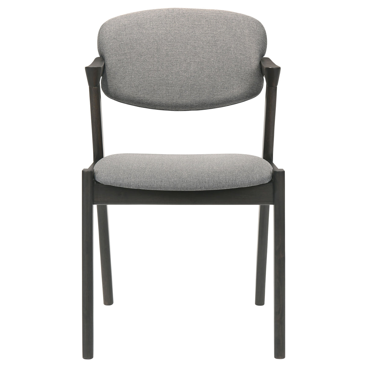 Stevie Mid-Century Z-Frame Padded Dining Arm Chairs (Set of 2) - Black Stain Hardwood with Padded Fabric Seats – view 4