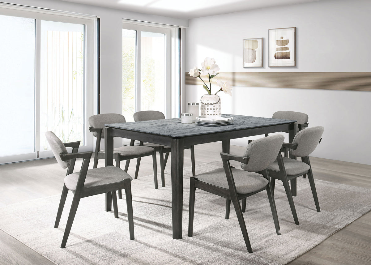 Stevie Mid-Century Z-Frame Padded Dining Arm Chairs (Set of 2) - Black Stain Hardwood with Padded Fabric Seats – view 14
