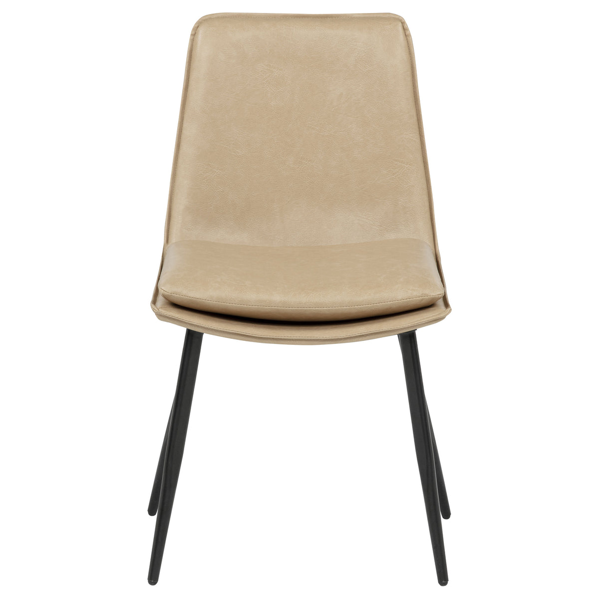 Ortega Upholstered Dining Side Chairs (Set of 2) - Tan Leatherette Bucket Seat on Black Metal Legs – view 4