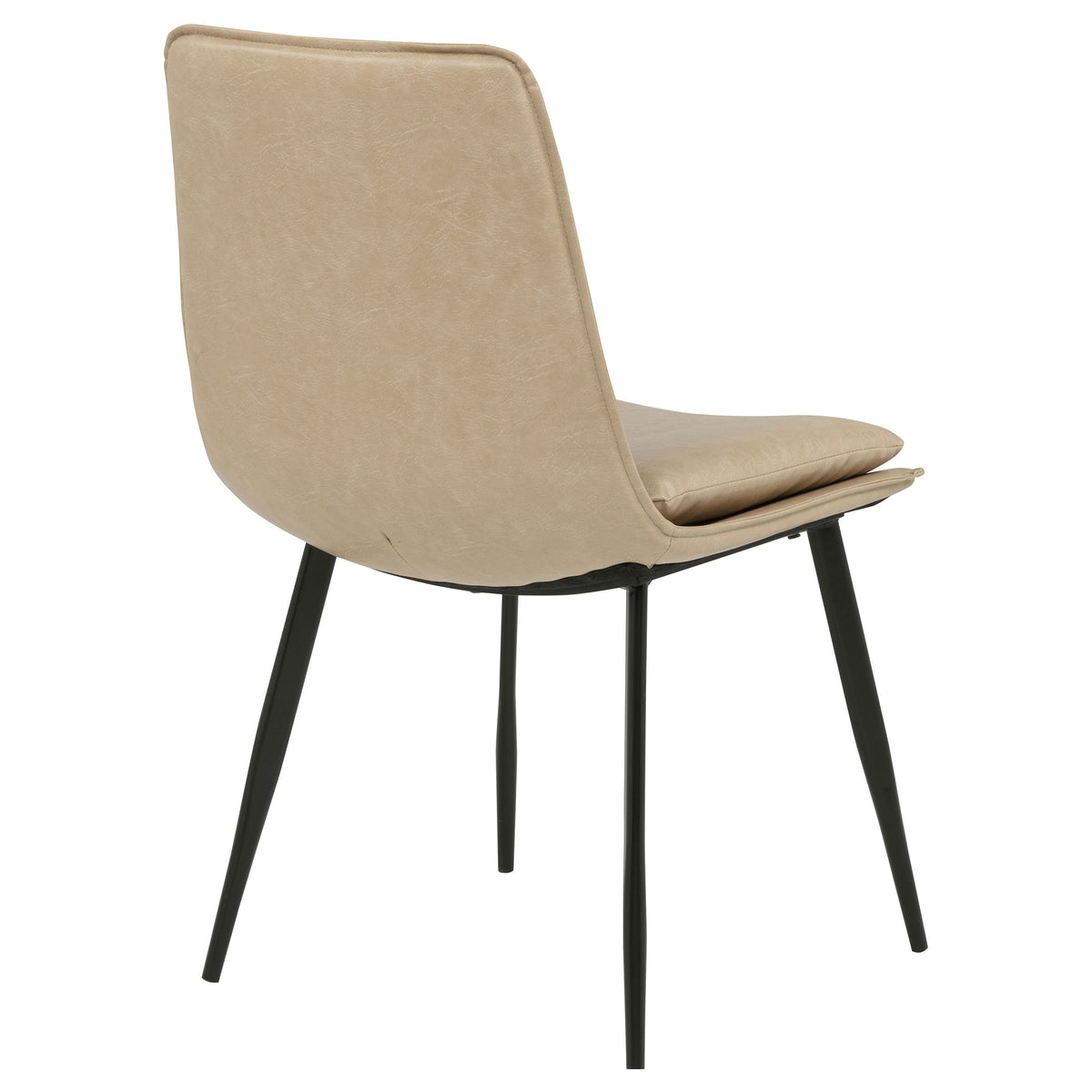 Ortega Upholstered Dining Side Chairs (Set of 2) - Tan Leatherette Bucket Seat on Black Metal Legs – view 9