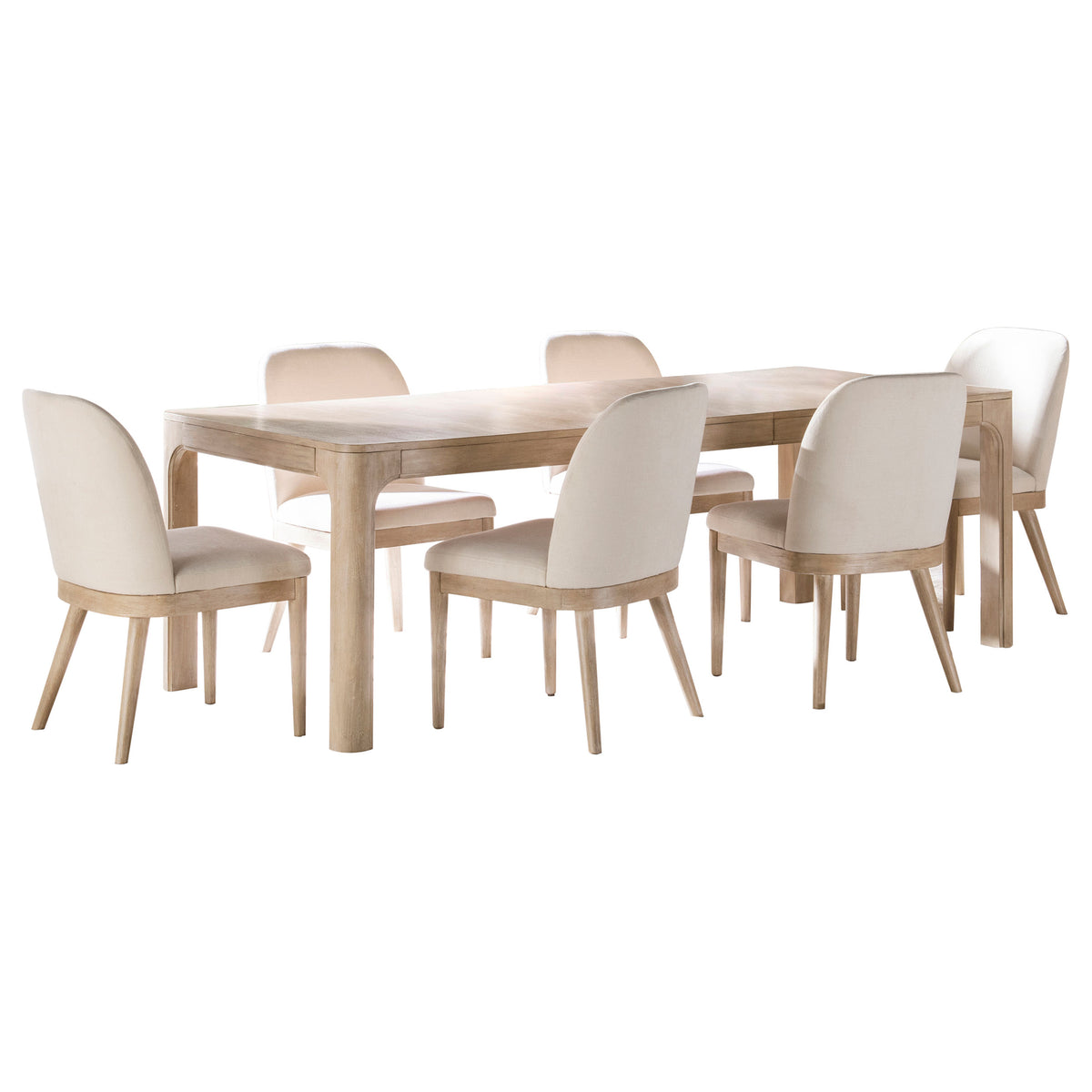 Solano 90" Extension Dining Table & Sets - Weathered Mango with Curved Legs, Beige Upholstered Chairs & Sideboard – view 19