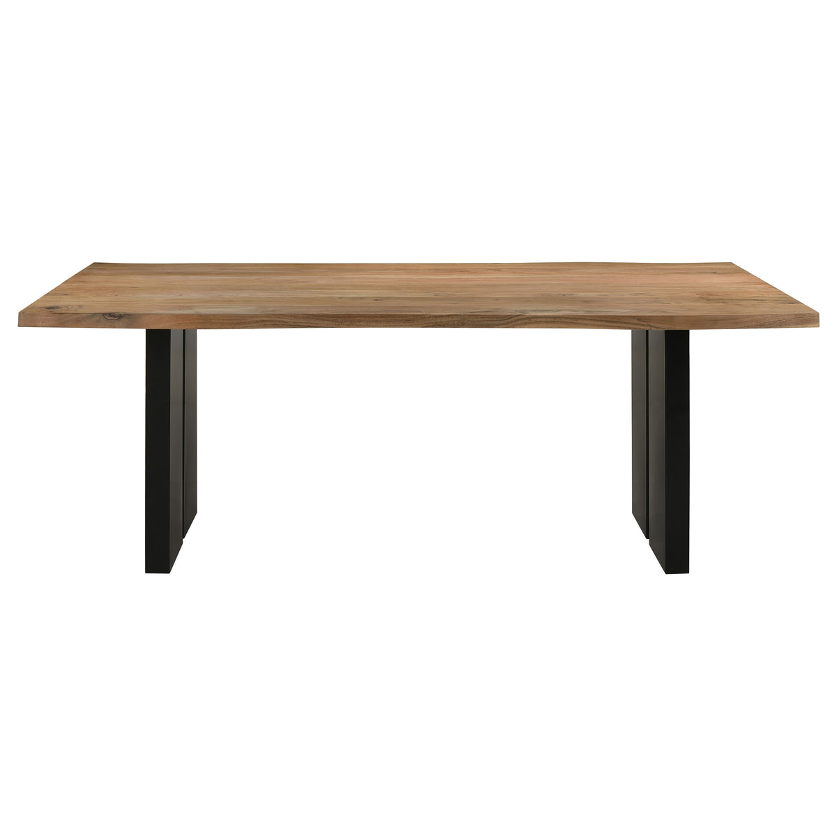Bradshaw 80" Live Edge Acacia Dining Table - Black Iron Double Pedestal Base in Natural โ view 3