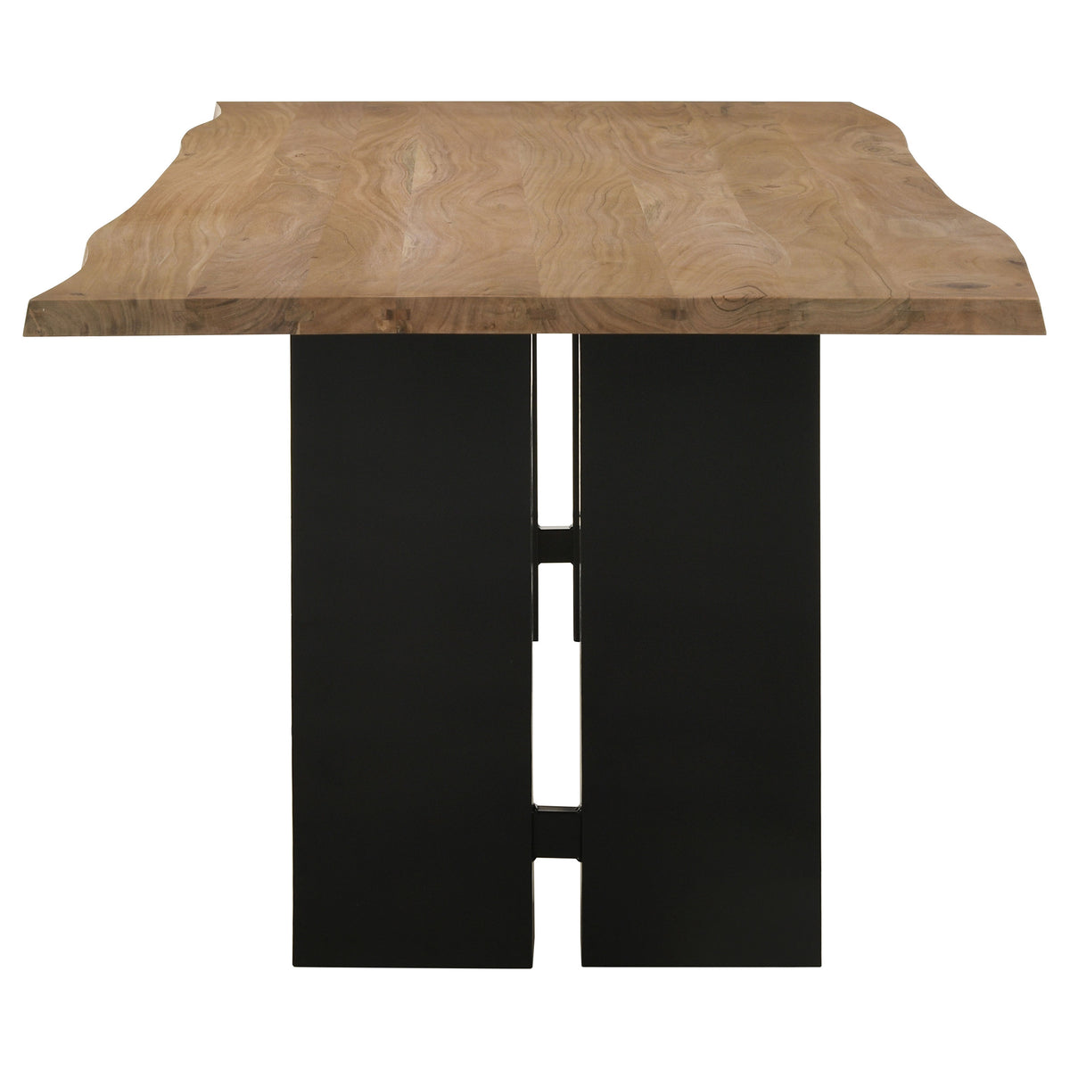 Bradshaw 80" Live Edge Acacia Dining Table - Black Iron Double Pedestal Base in Natural โ view 4