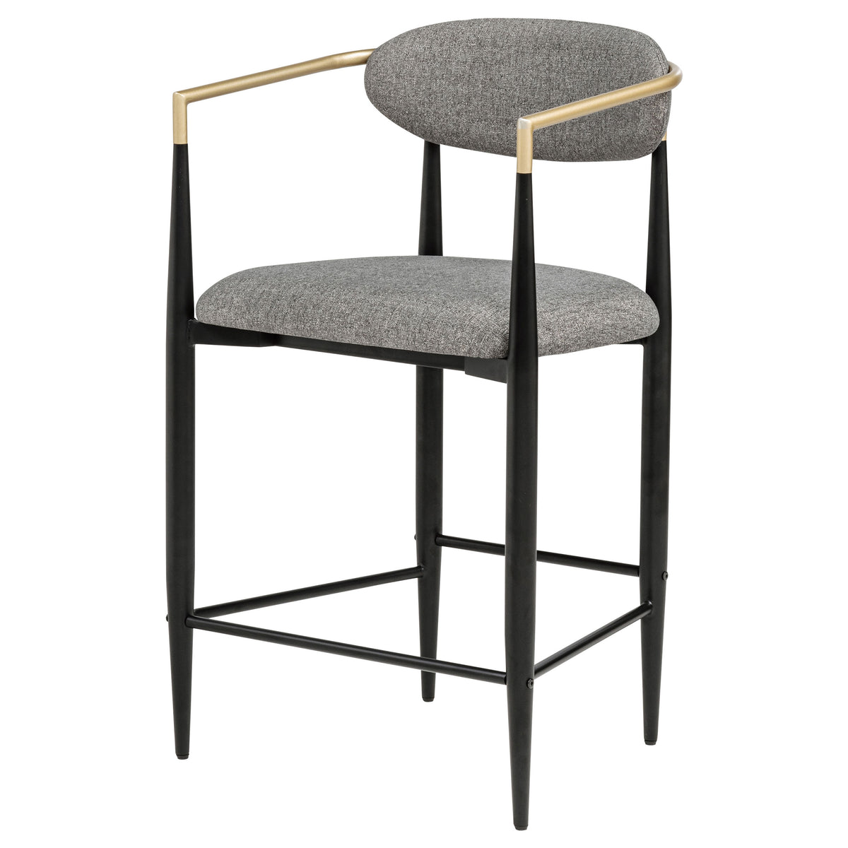 Tina Open-Back Counter Height Chairs, Set of 2 - Dark Grey Linen-Like Seats on Black Metal Base – view 5