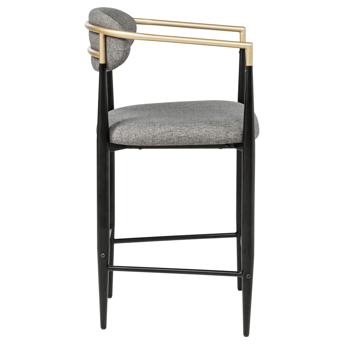 Tina Open-Back Counter Height Chairs, Set of 2 - Dark Grey Linen-Like Seats on Black Metal Base – view 9