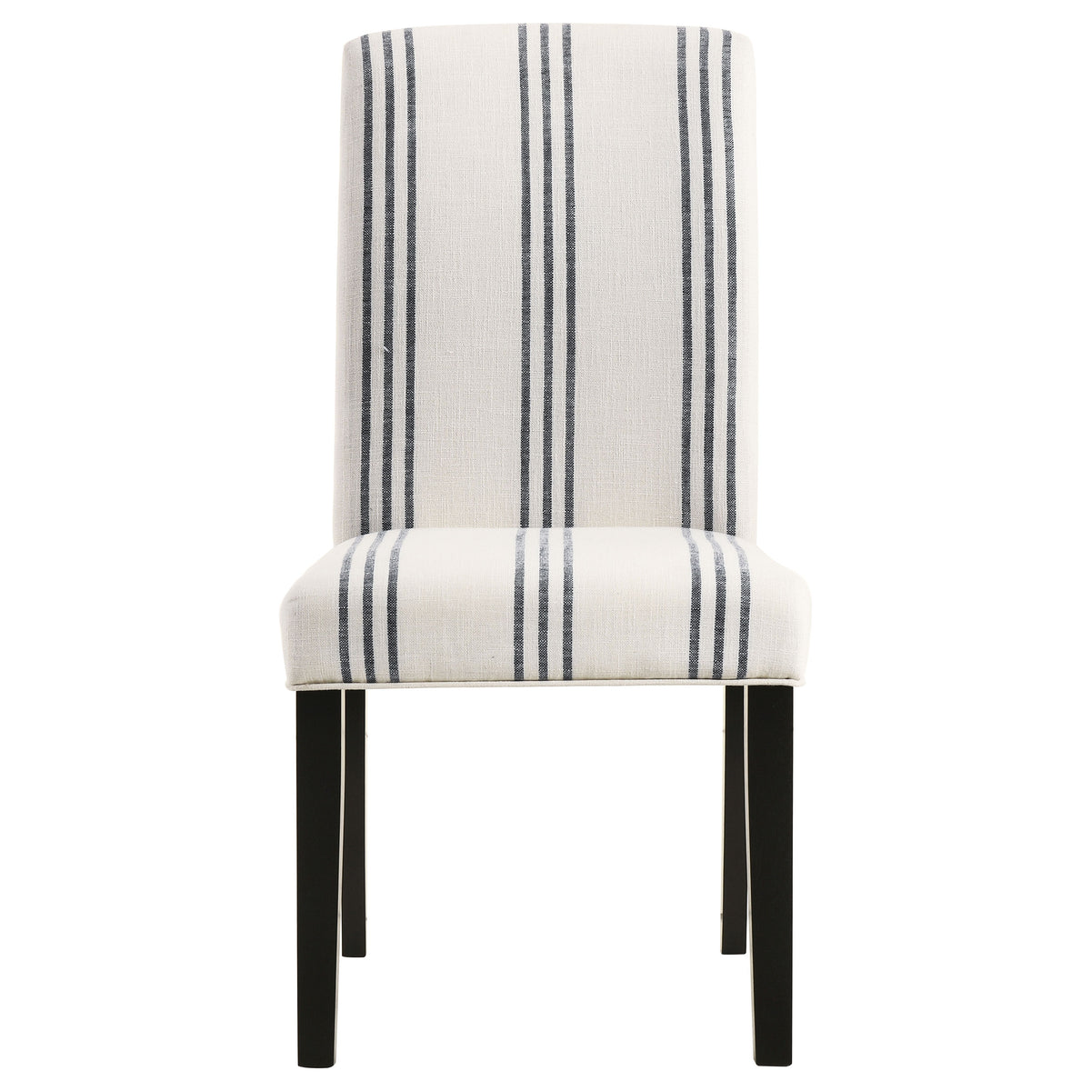 Herran Upholstered Dining Side Chairs (Set of 2) - Beige Linen-Look with Blue Stripes & Black Frame – view 4