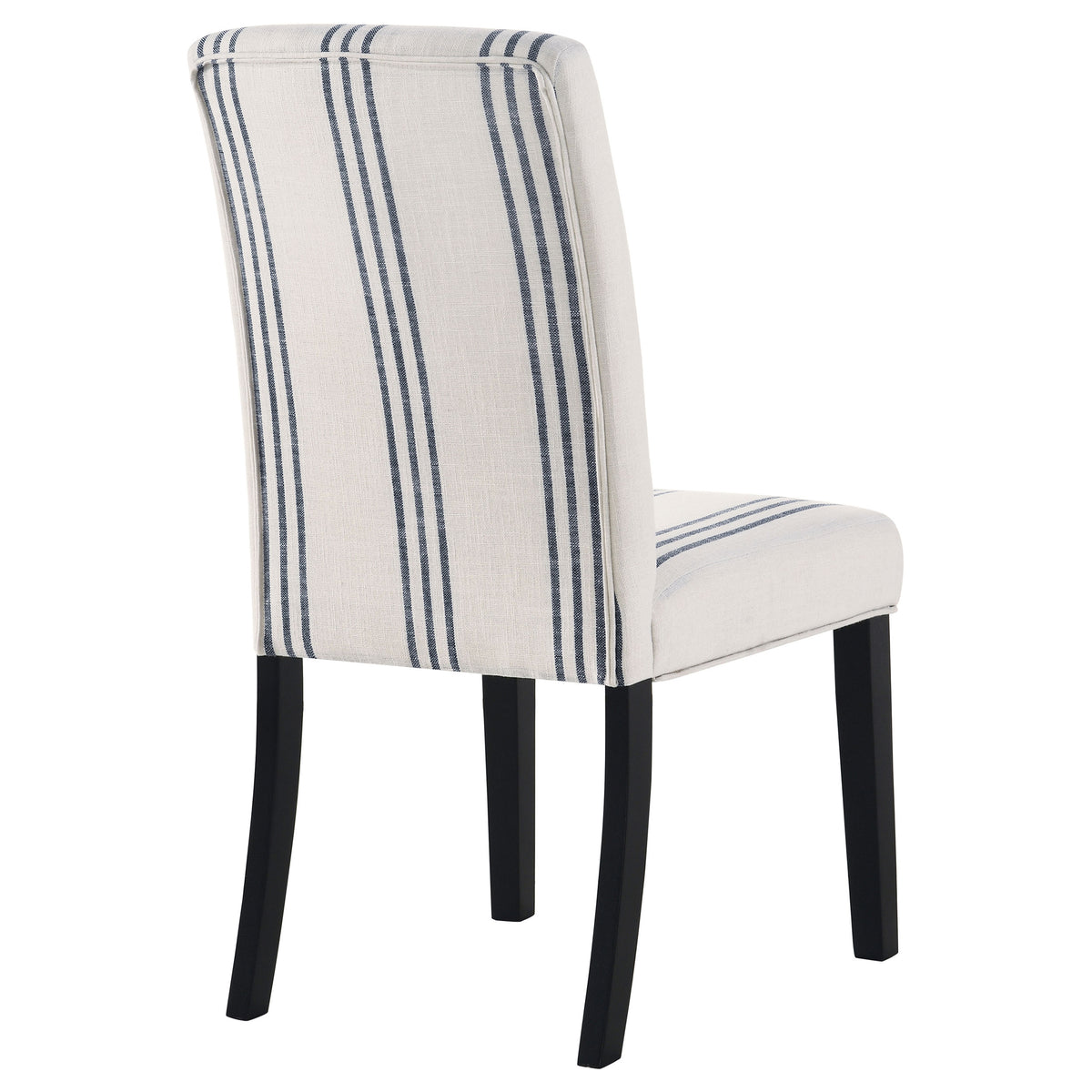 Herran Upholstered Dining Side Chairs (Set of 2) - Beige Linen-Look with Blue Stripes & Black Frame – view 8