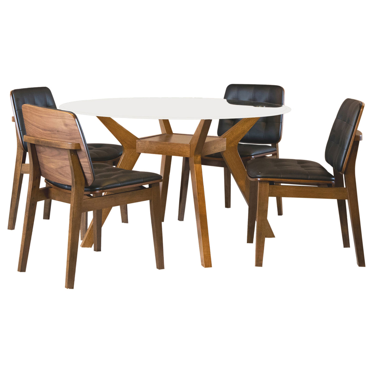 Paxton 48" Round Glass Top Dining Table & 5-Piece Set - Mid-Century Boomerang Base in Brown – view 14