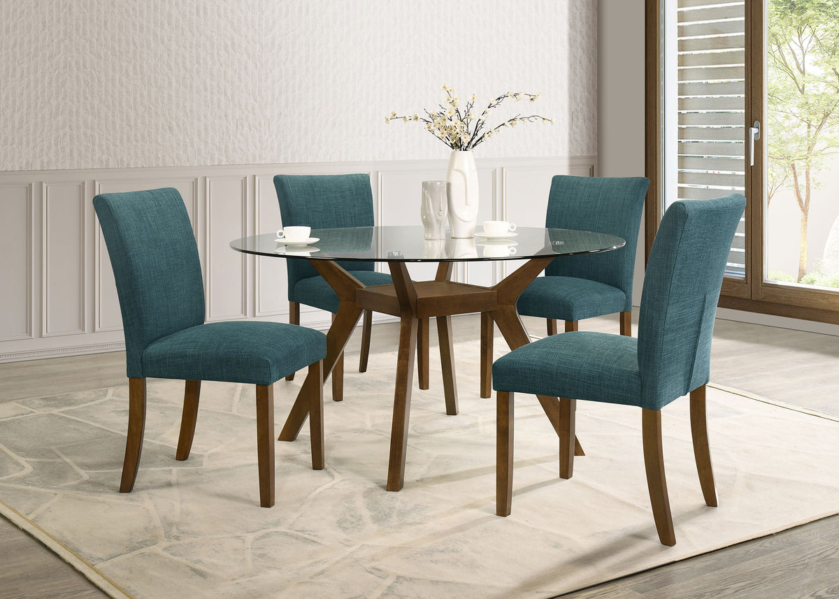 Paxton 48" Round Glass Top Dining Table & 5-Piece Set - Mid-Century Boomerang Base in Brown – view 10