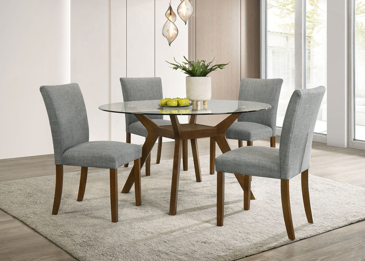 Paxton 48" Round Glass Top Dining Table & 5-Piece Set - Mid-Century Boomerang Base in Brown – view 12