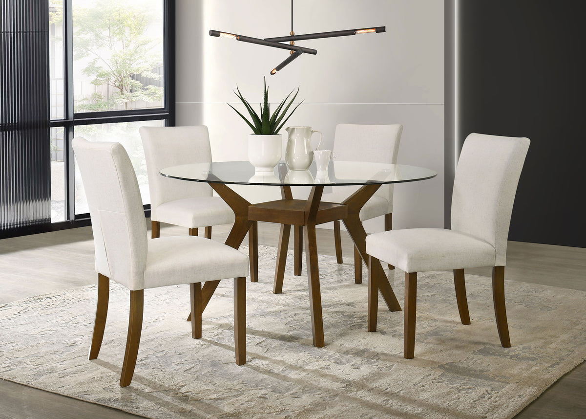 Paxton 48" Round Glass Top Dining Table & 5-Piece Set - Mid-Century Boomerang Base in Brown – view 13