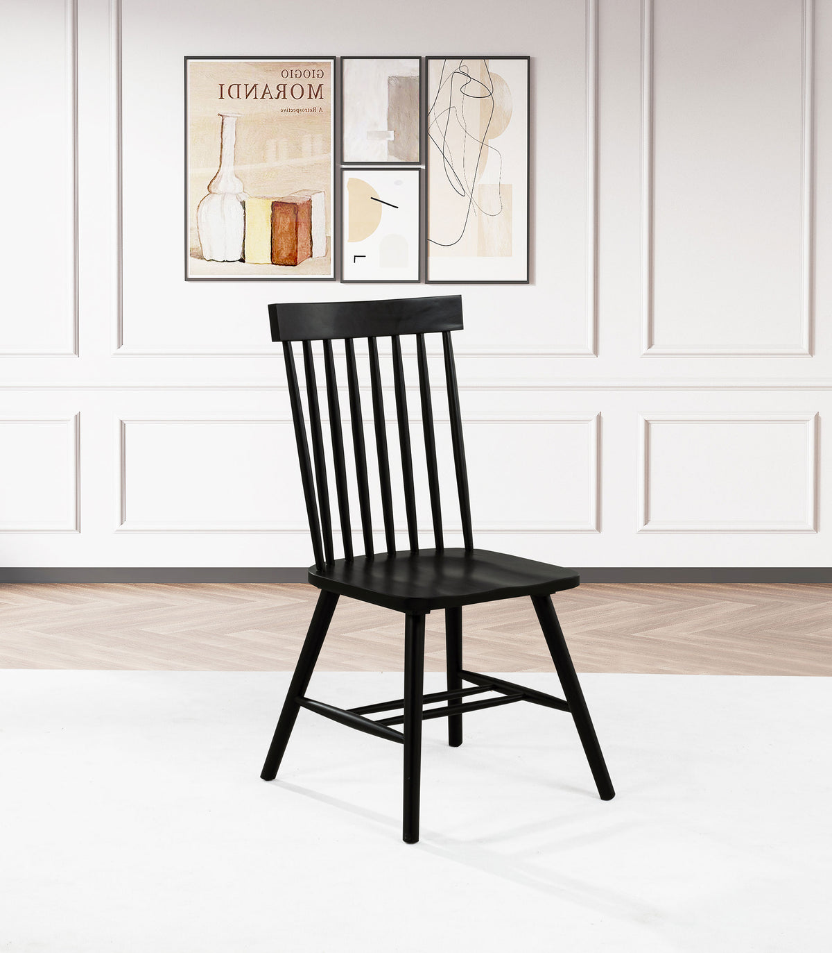 Andrews Round & Rectangular Dining Collection - Windsor Spindle-Back Chairs in Light Ash, White or Black - lifestyle