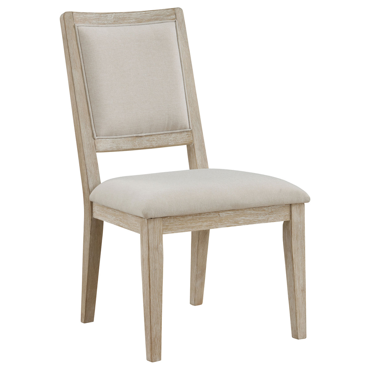 Trofello 60" Round Pedestal Dining Table & Set - Modern Farmhouse White Washed with Beige Chairs – view 14