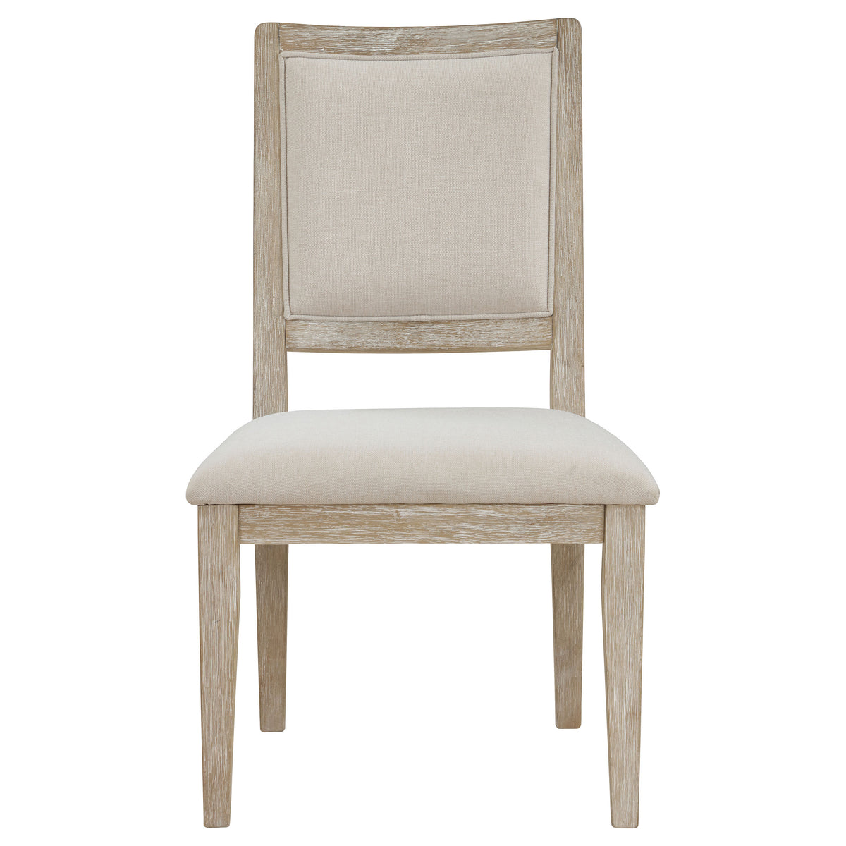 Trofello 60" Round Pedestal Dining Table & Set - Modern Farmhouse White Washed with Beige Chairs – view 15