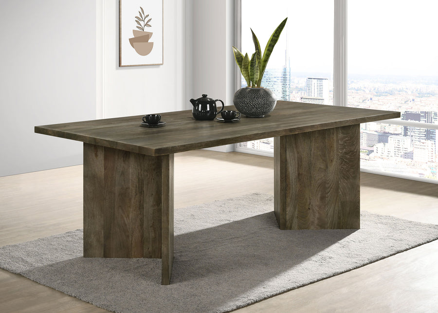 Tyler 80" Solid Mango Wood Dining Table & Chevron Sideboard - V-Shaped Base in Mango Brown