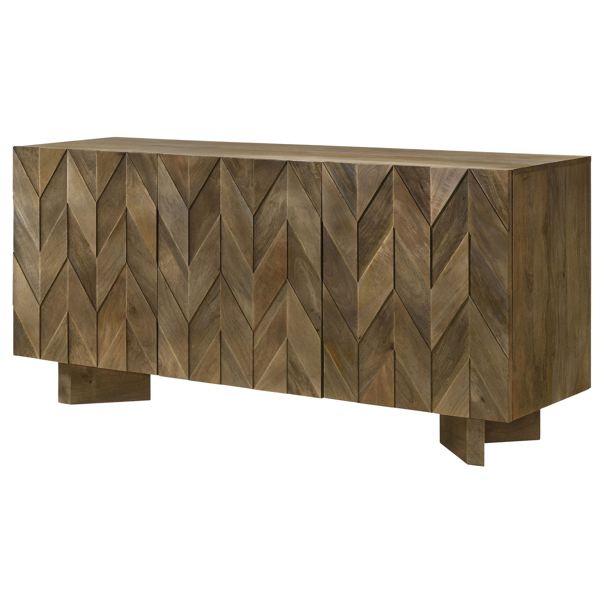 Tyler 80" Solid Mango Wood Dining Table & Chevron Sideboard - V-Shaped Base in Mango Brown – view 14