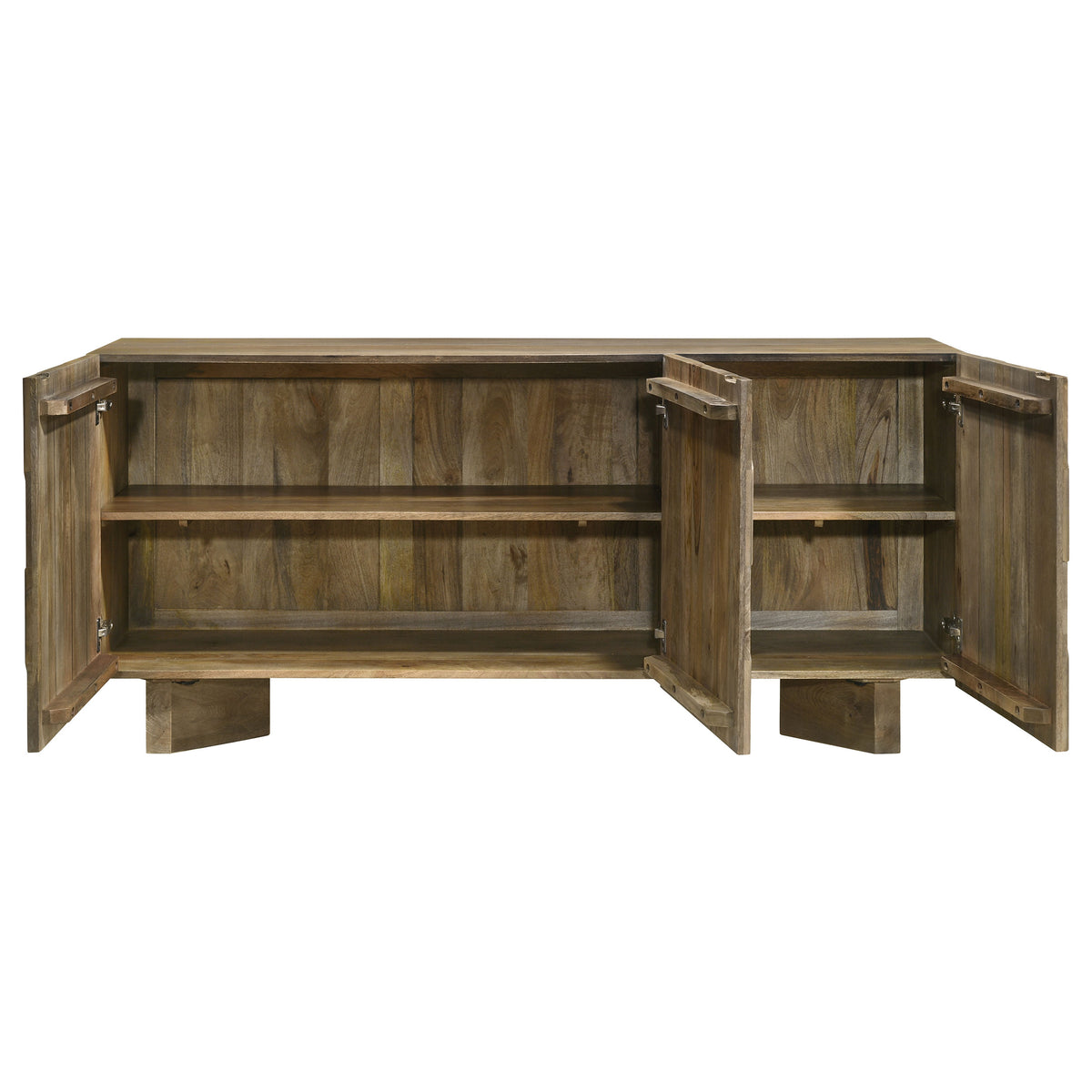 Tyler 80" Solid Mango Wood Dining Table & Chevron Sideboard - V-Shaped Base in Mango Brown – view 16