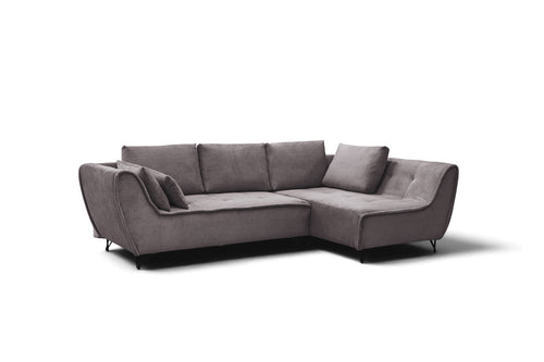 Cocoli Modern Sleeper Sectional with Bed - Left or Right Facing Fabric Sectional in Grey or Pearl | Made in Poland