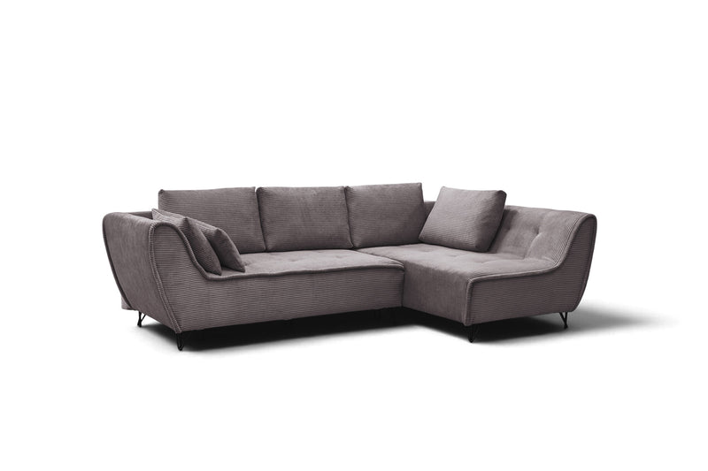 Cocoli Modern Sleeper Sectional with Bed - Left or Right Facing Fabric Sectional in Grey or Pearl | Made in Poland