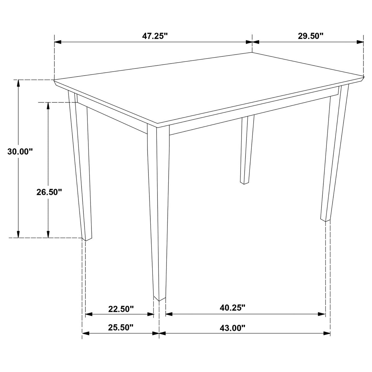 Gomez 5-Piece Dining Set - 47" Rectangular Table & 4 Slat-Back Chairs in Cappuccino – view 6