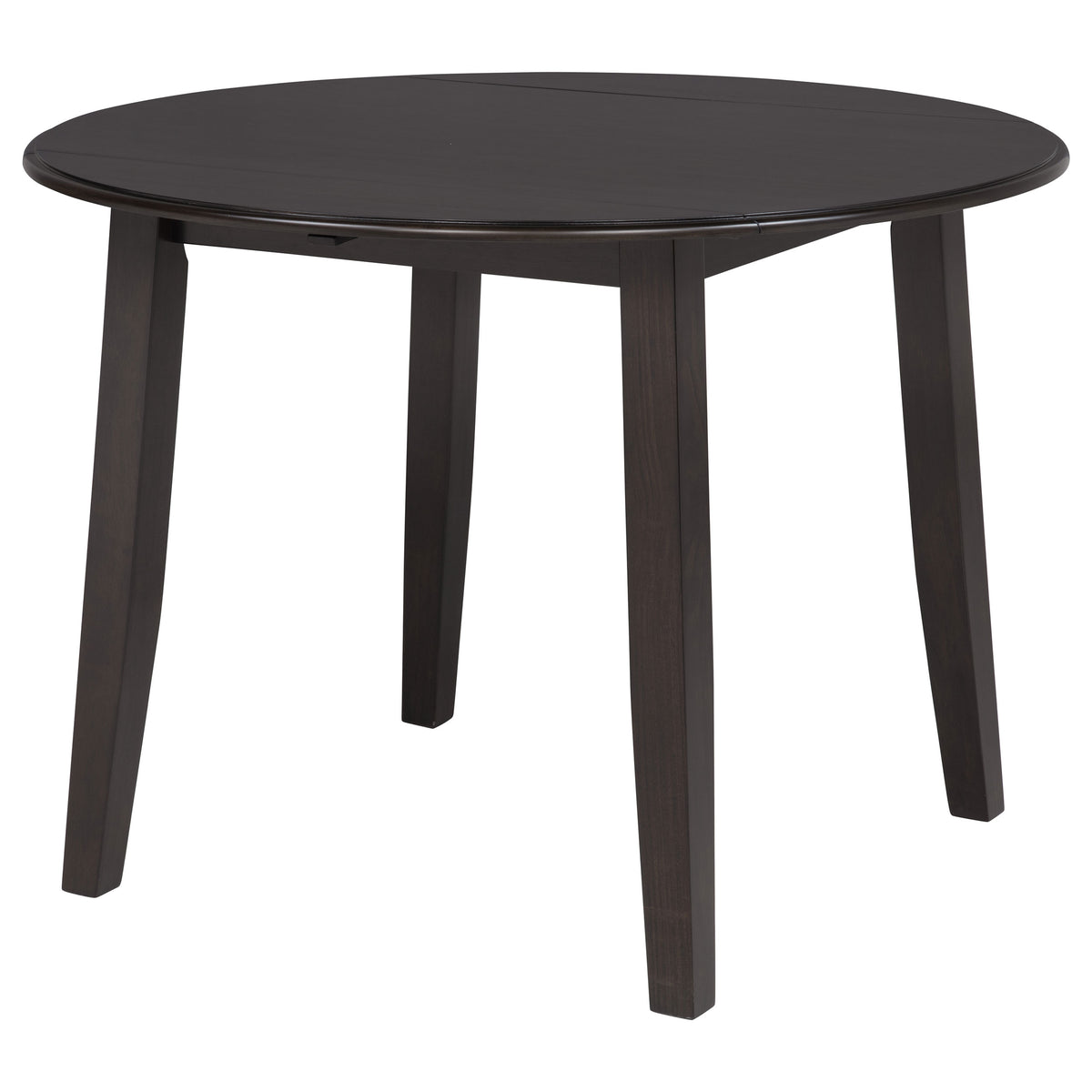 Catley 5-Piece Round Drop Leaf Dining Set - Dark Coffee Table with Ivory Upholstered Chairs – view 5