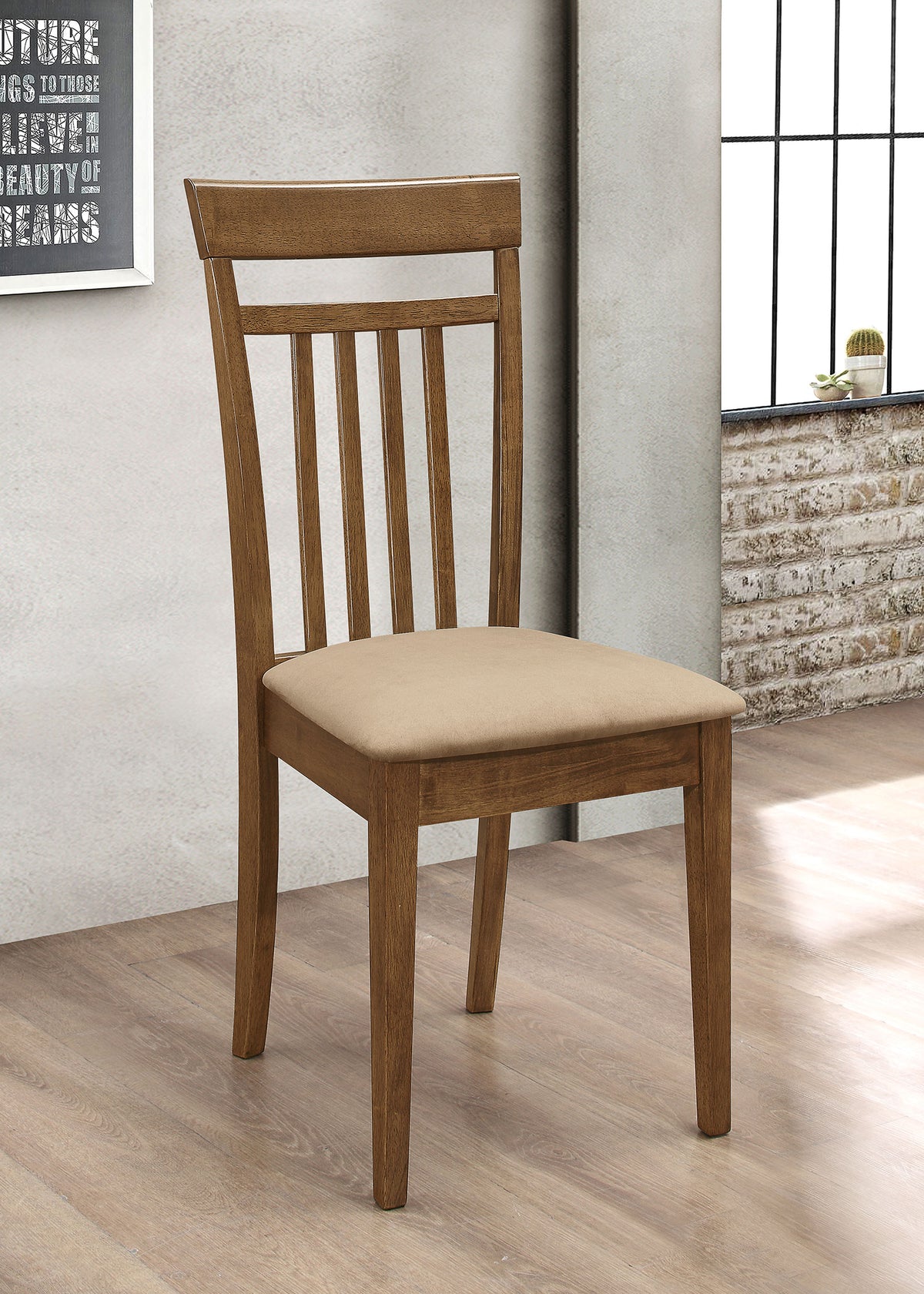 Robles 5-Piece Dining Set - Chestnut Table & 4 Mission Slat-Back Chairs with Beige Seats – view 8