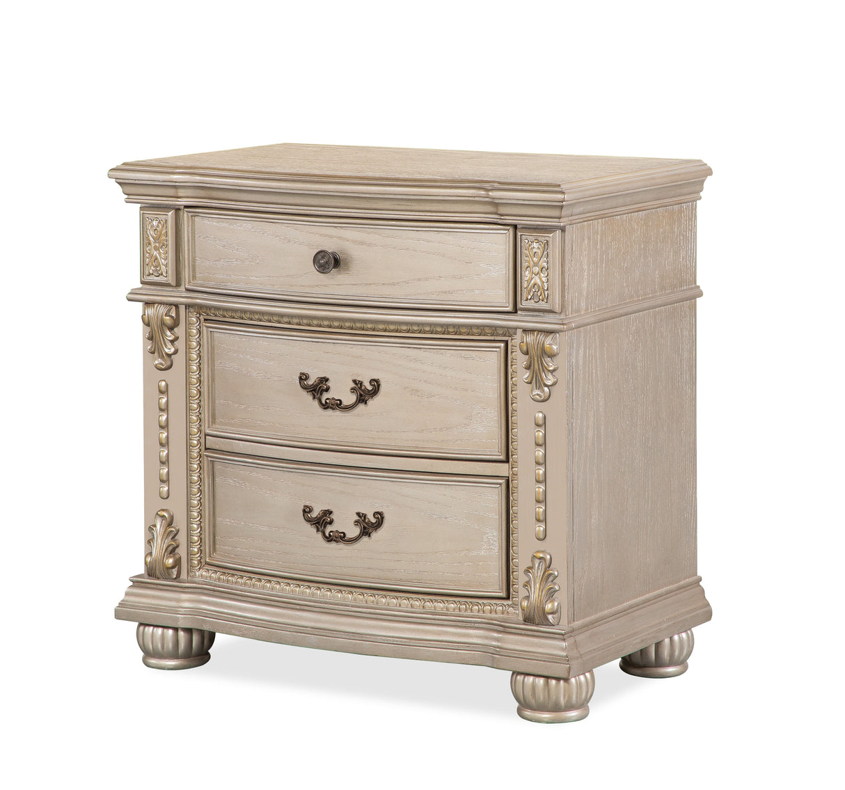 Evelyn Champagne Bedroom 5 Pc Set with Tufted Bed, Dresser, Mirror & Chest