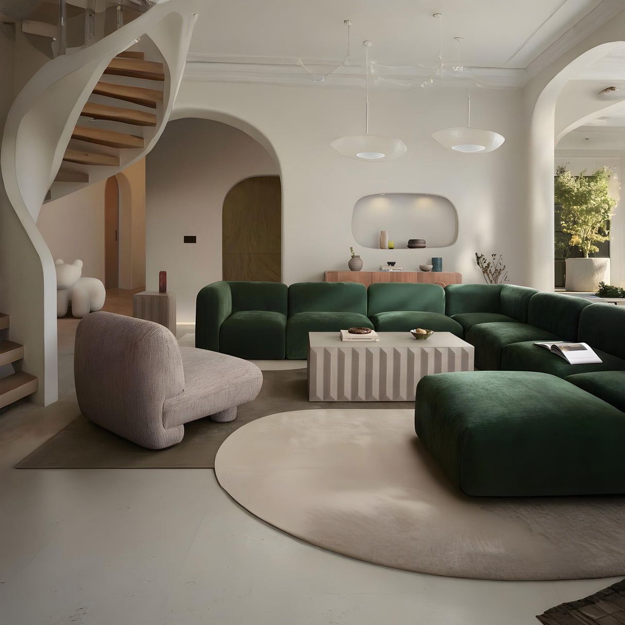 Echo 6PC Reversible Sectional in Spruce Green Fabric