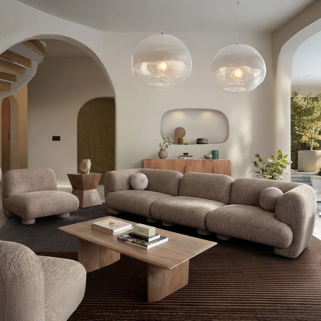 Wren 3PC Modular Sofa in Bark Polyester Fabric