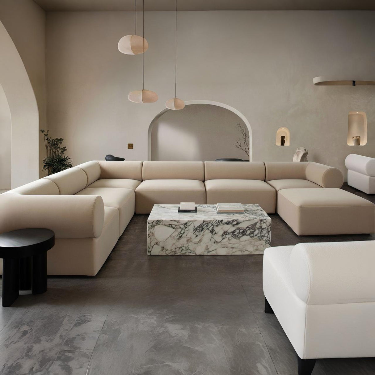 Zia 7PC Corner Sectional in Performance Velvet or Ivory Sherpa