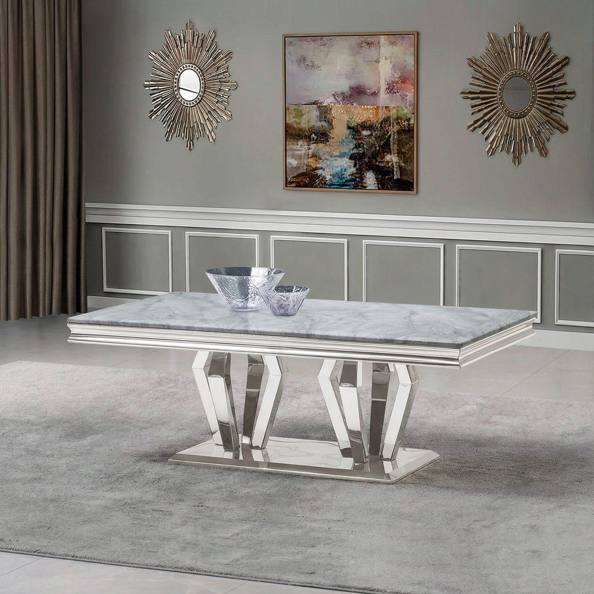 Vanessa Marble Dining Table Set with Chairs