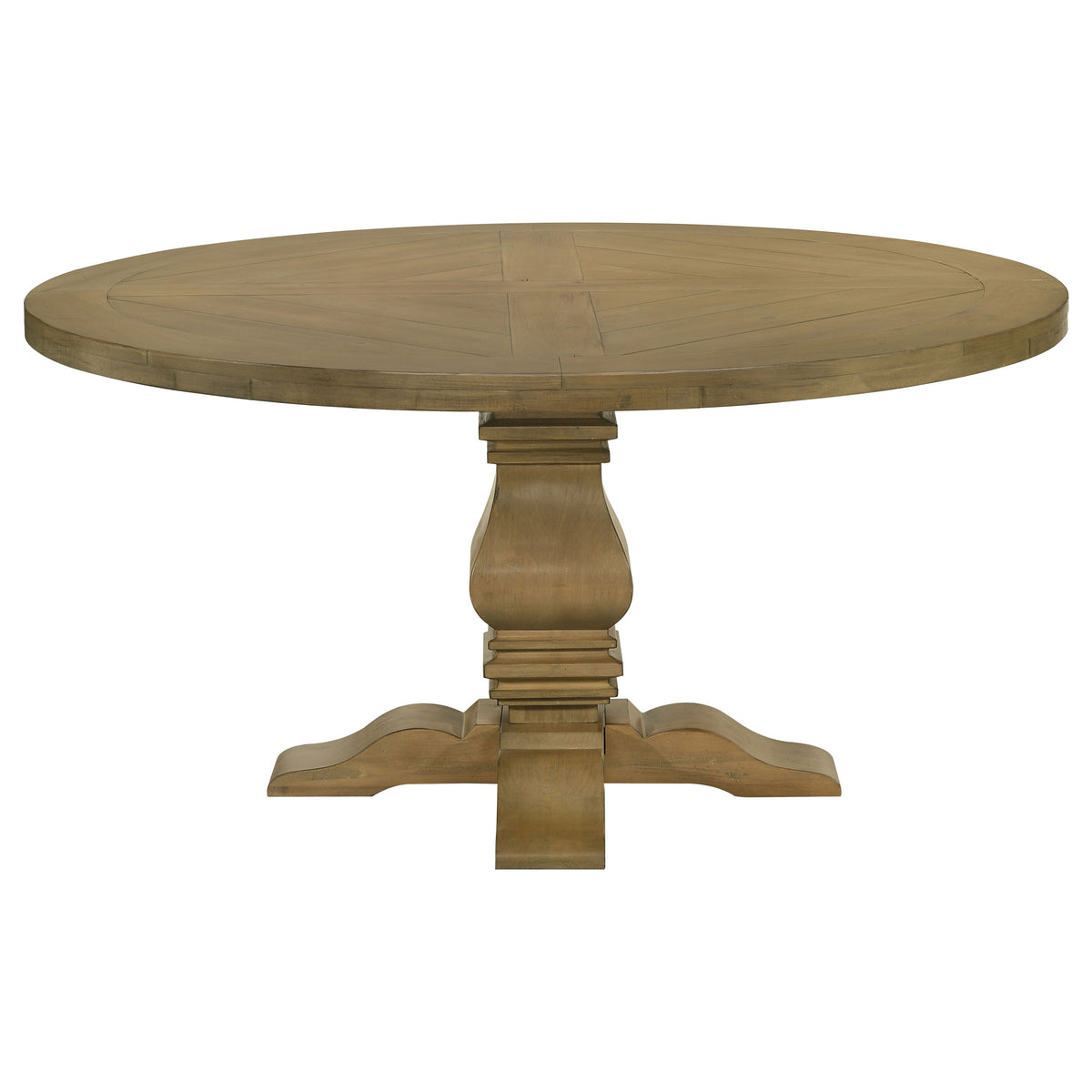 Florence French Country Dining - 126" Trestle Extension Table, 60" Round Pedestal Table & Sideboard in Rustic Honey – view 20