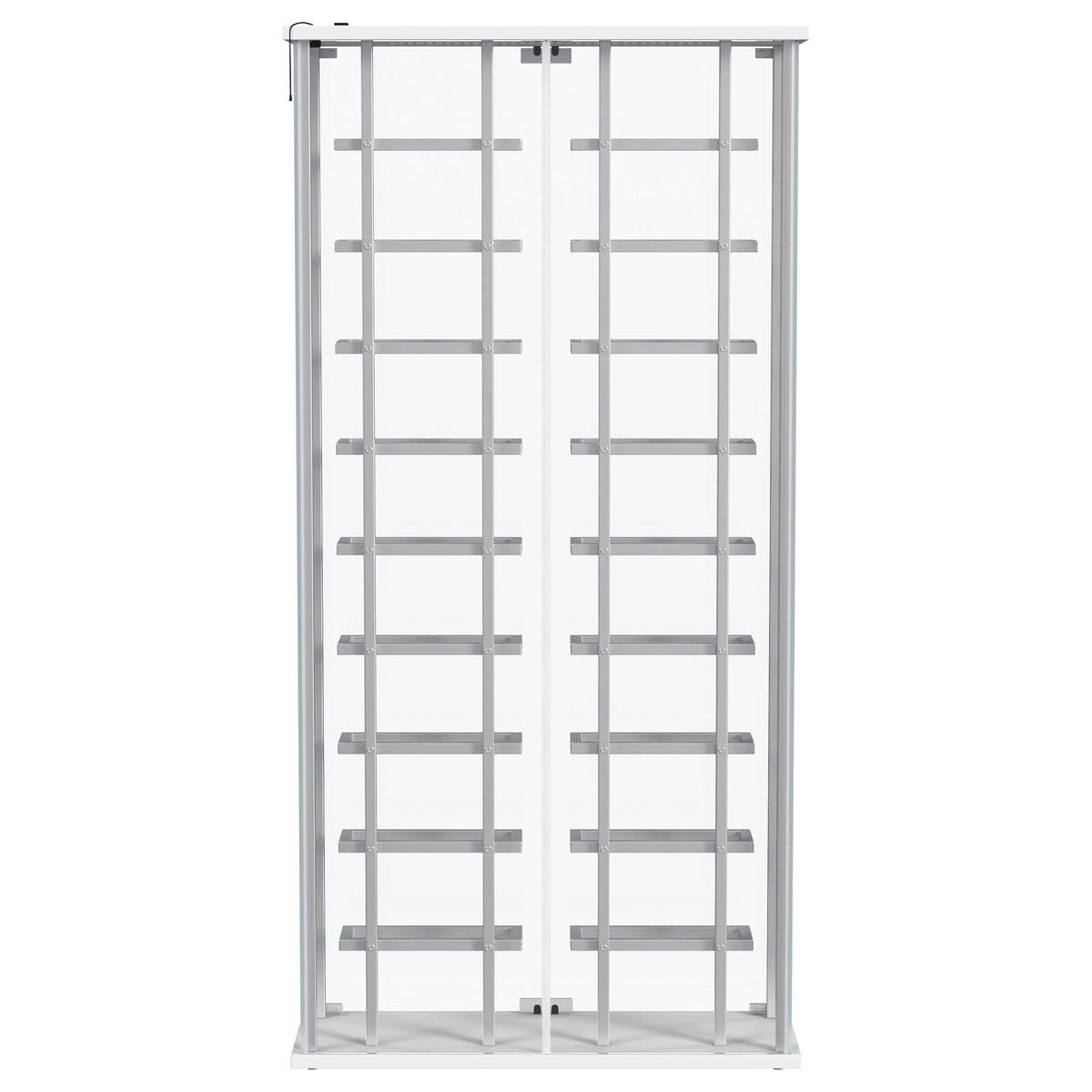 Montara Glass Wine Cabinet with LED Lighting - 18-Bottle Display Curio with Chrome Shelving – view 14