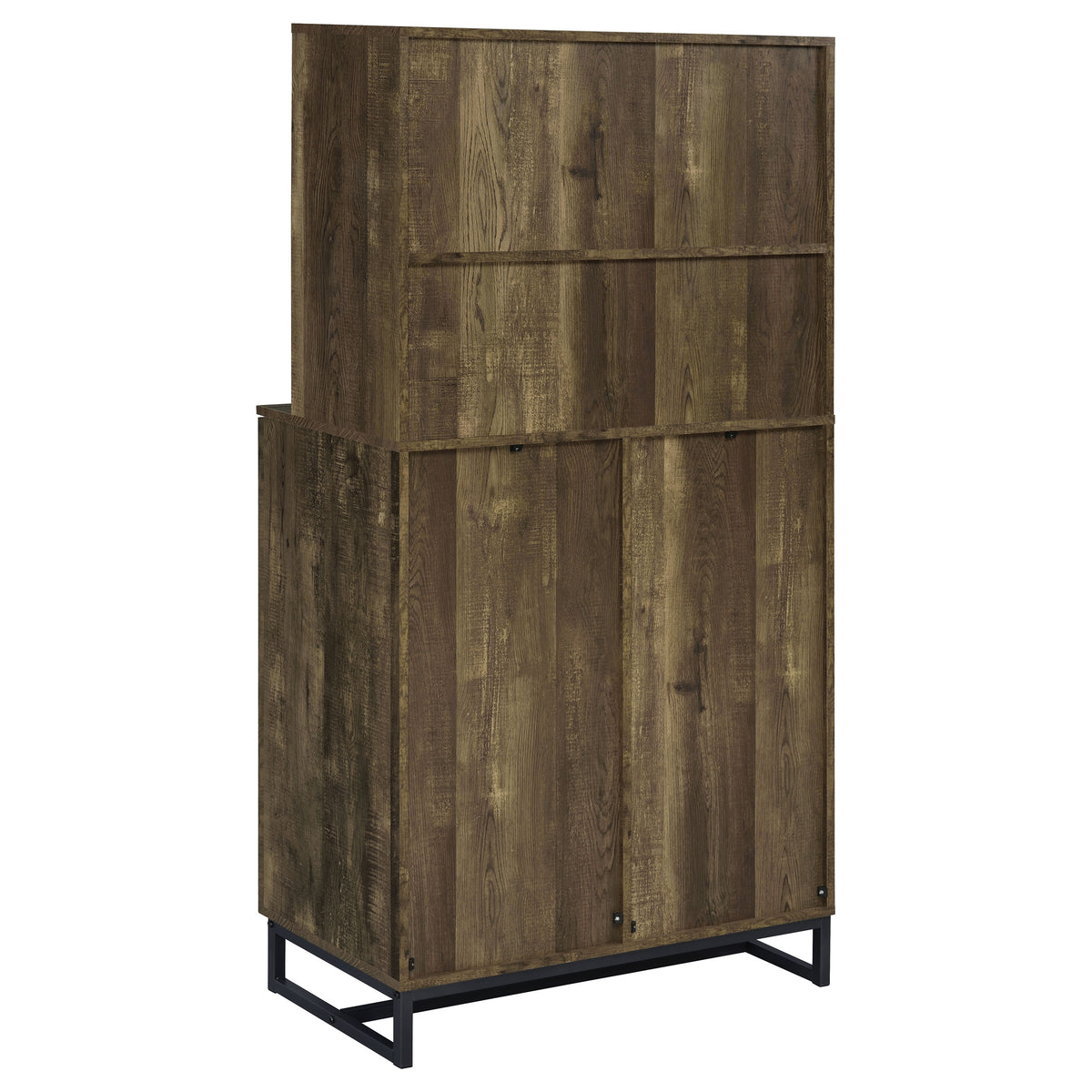 Mendoza 2-Door Bar Cabinet with Wine & Stemware Storage - Rustic Oak Herringbone β view 7
